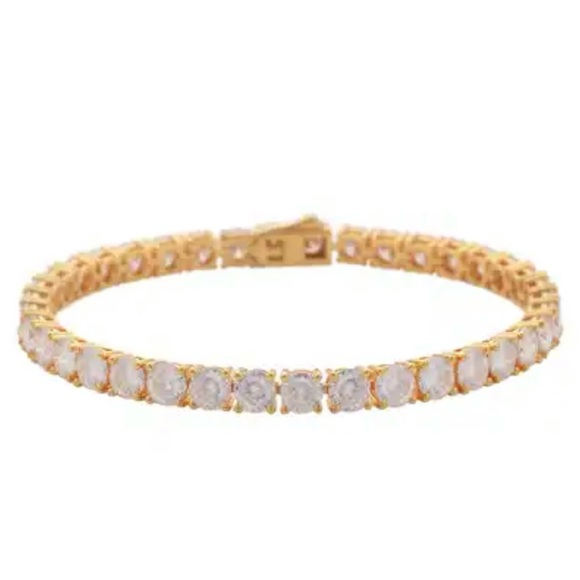 Lustro Stella Finest CZ Tennis Bracelet in Vermeil YG over Sterling Silver. NWT - Picture 2 of 5
